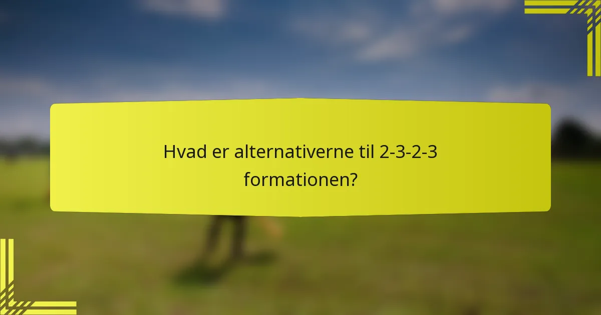 Hvad er alternativerne til 2-3-2-3 formationen?