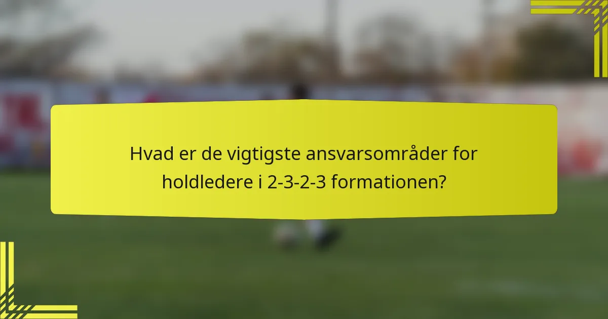 Hvad er de vigtigste ansvarsområder for holdledere i 2-3-2-3 formationen?