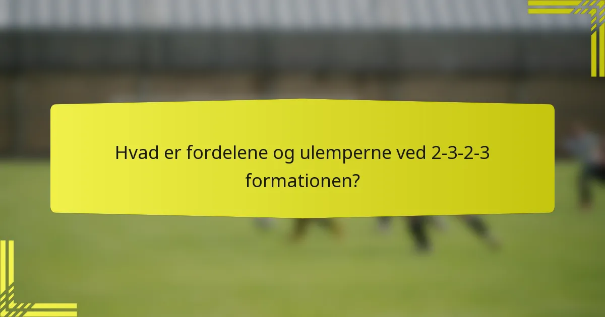 Hvad er fordelene og ulemperne ved 2-3-2-3 formationen?